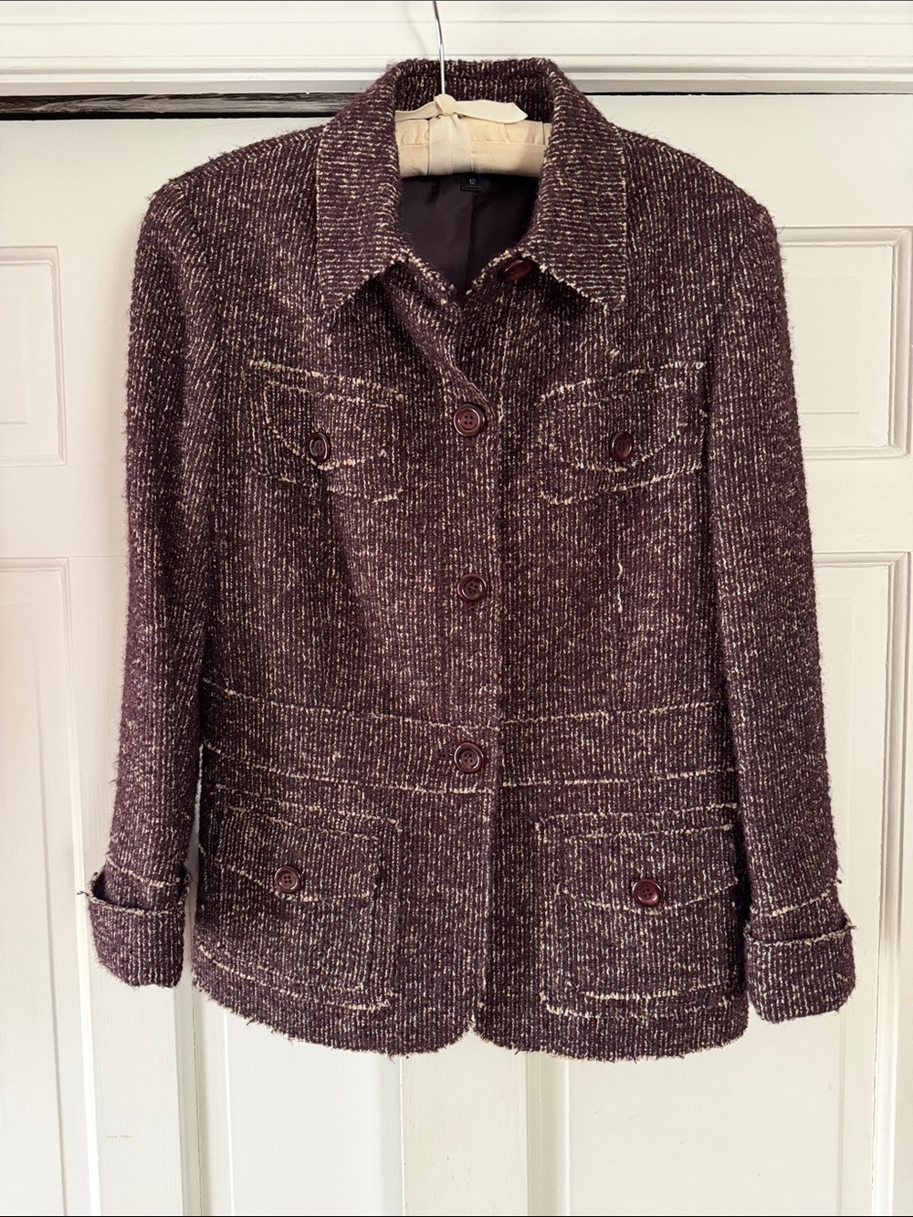 Lafayette 148 Textured Bouclé alpaca burgundy Jacket